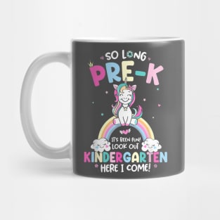 So Long Pre-K Kindergarten Grade Here I Come Unicorn Kid Mug